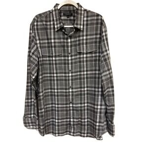 Banana Republic Men's Plaid Button Down‎ Shirt XL Gray Tailored Slim Fit Casual